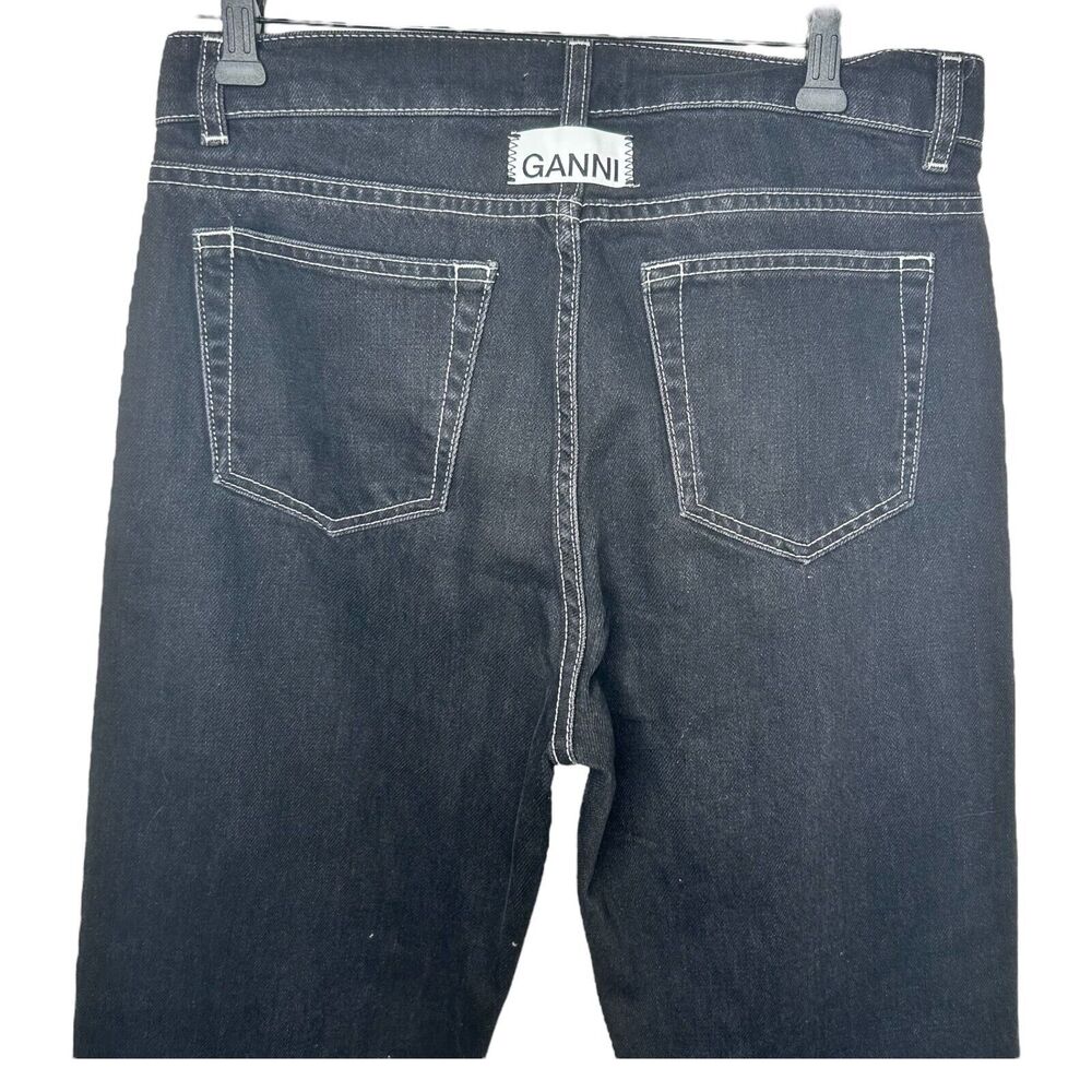 GANNI Sheldon Black Slit Hem Straight Leg Jeans Cotton Size 28 x32 Classic Denim - Picture 5 of 12